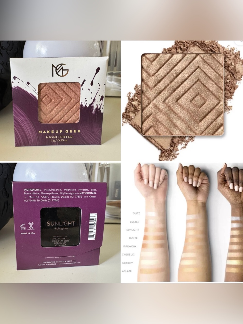 3/$15 Makeup Geek Highlighter Single Pan Sunlight Cruelty Free